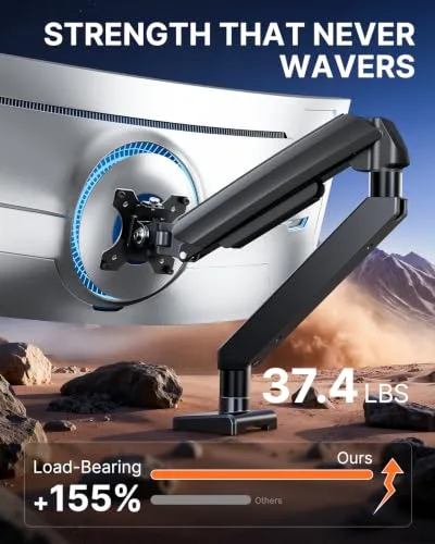 ErGear ▫️ Braço de suporte resistente para ecrãs ultra-largos de 13 a 49 polegadas, capacidade de 17 kg, suporte de secretária para monitor com movimento completo, suporte sólido como uma rocha, braçadeira 3