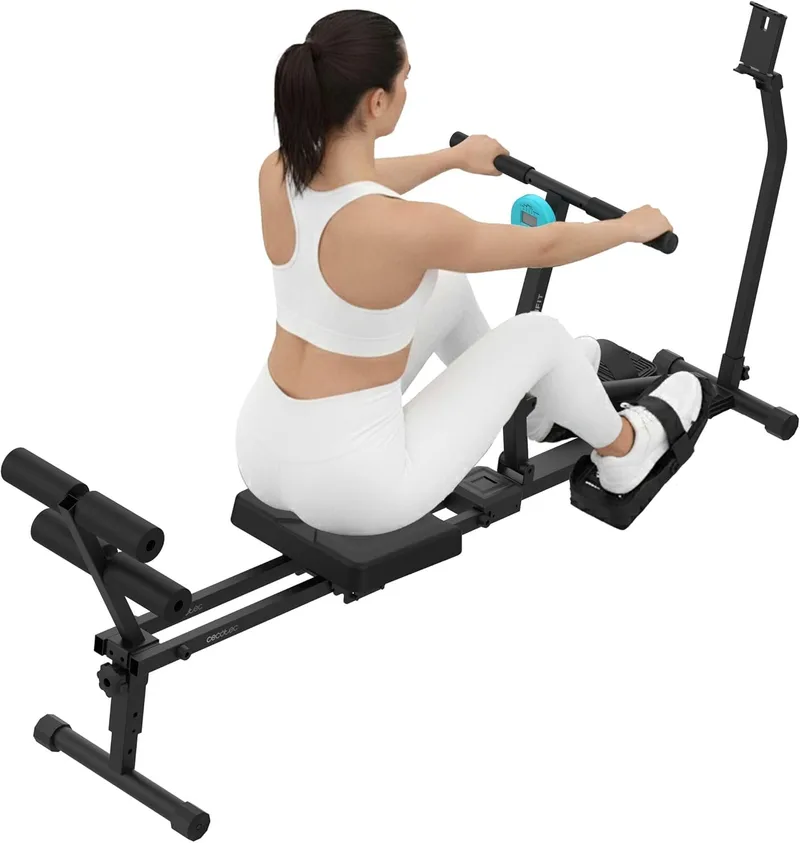Cecotec ▫️ Máquina de Remo Hidráulica - Dobrável e Compacta - Drumfit Rower CompactROW. 12 Níveis de Resistência, Peso até 110kg, Fortalece os Braços, Costas e Melhora a Resistência Cardiovascular.