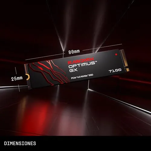 SanDisk ▫️ SSD NVMe Optimus GX 7100 de 500 GB (velocidades sequenciais de leitura/gravação até 7250/6900 MB/s, PCIe 4.0, M.2 2280, BiCS TLC 3D CBA NAND, Dashboard) 6