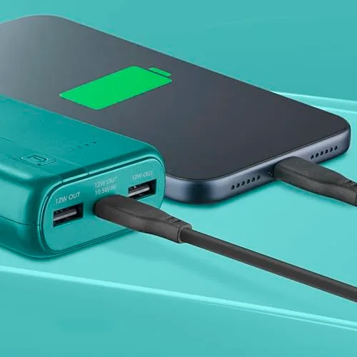 cellularline ▫️ Power Bank de 20 000 mAh com entrada/saída USB-C + 2 portas USB-A – Carregamento múltiplo e indicador LED – Azul 6