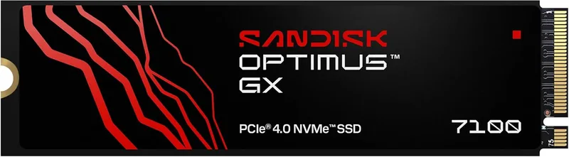 SanDisk ▫️ SSD NVMe Optimus GX 7100 de 1 TB (velocidades sequenciais de leitura/gravação até 7250/6900 MB/s, PCIe 4.0, M.2 2280, BiCS TLC 3D CBA NAND, Dashboard)
