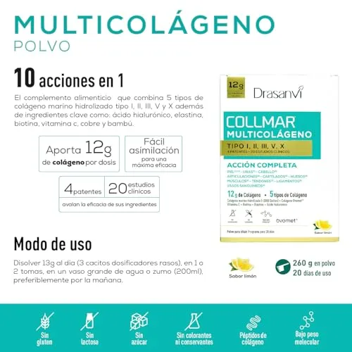 Drasanvi ▫️ Colagénio Complex: Ácido Hialurónico, Vitamina C, Biotina 3