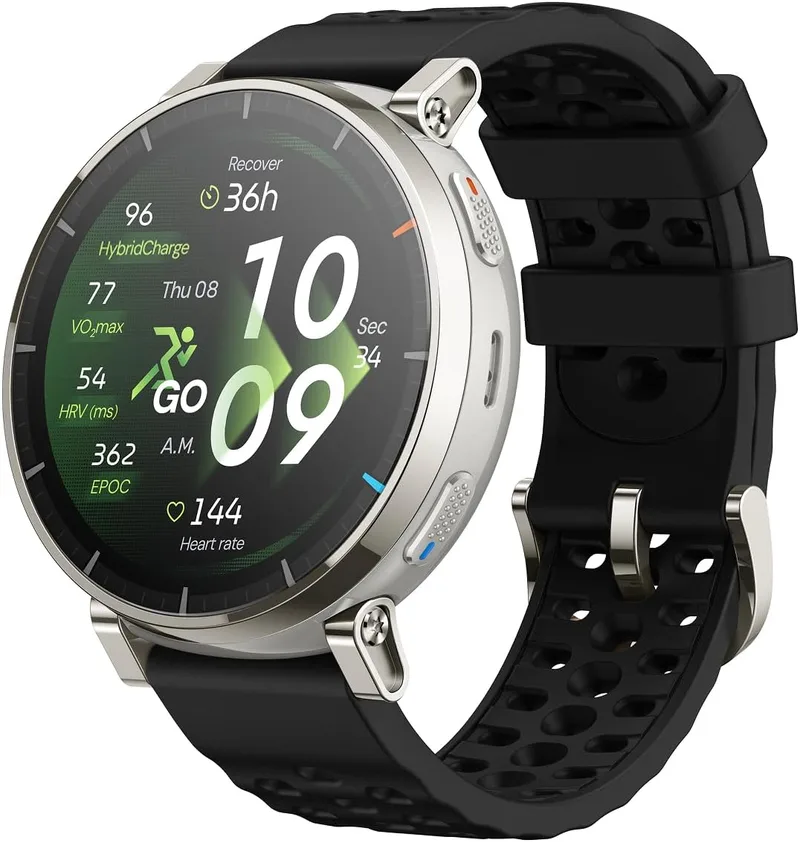 Amazfit ▫️ Active 3 Premium – Relógio inteligente com GPS para corrida, ecrã AMOLED de 1,32" com vidro de safira, autonomia de 12 dias, 4 GB, NFC, mapas offline, mais de 170 modos de treino, 5 ATM, relógio inteligente compatível com Android e iPhone