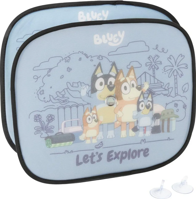 Tataway ▫️ Par de cortinas Bluey para as janelas laterais do carro, 44 x 35 cm, pára-sol para janela, proteção solar e térmica, design colorido para crianças
