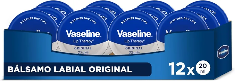 Vaseline ▫️ Bálsamo Labial Original em lata para o cuidado dos lábios 20 g x 12