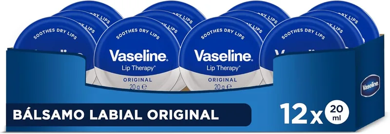 Vaseline ▫️ Bálsamo Labial Original em lata para o cuidado dos lábios 20 g x 12
