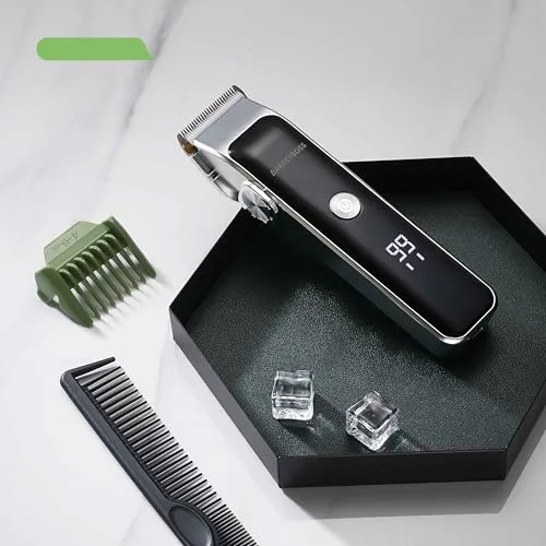BARBERBOSS ▫️ Máquina de cortar barba e rosto para homem, máquina de cortar cabelo compacta com esfera ajustável, controlo de velocidade duplo, ferramenta de aparar barba para homem, aparador de cabelo para 3