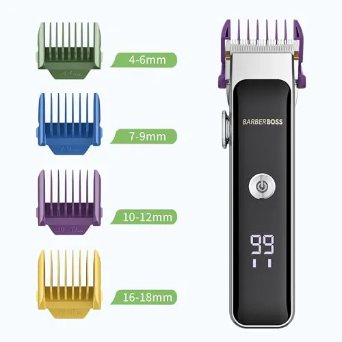 BARBERBOSS ▫️ Máquina de cortar barba e rosto para homem, máquina de cortar cabelo compacta com esfera ajustável, controlo de velocidade duplo, ferramenta de aparar barba para homem, aparador de cabelo para 4