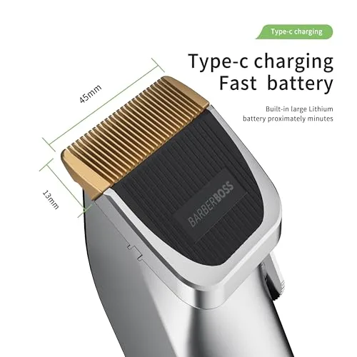 BARBERBOSS ▫️ Máquina de cortar barba e rosto para homem, máquina de cortar cabelo compacta com esfera ajustável, controlo de velocidade duplo, ferramenta de aparar barba para homem, aparador de cabelo para 5
