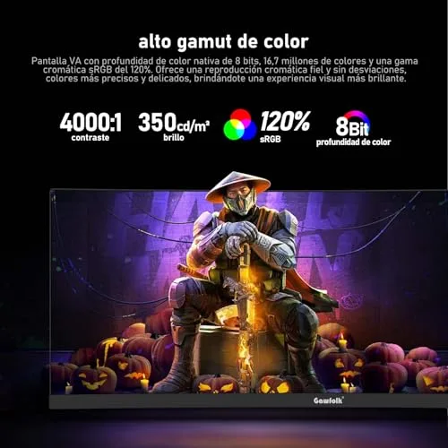 Gawfolk ▫️ Monitor de jogos curvo ultrawide de 34 polegadas, 165 Hz, Ecrã 3800R 21:9 UWQHD (3440×1440), 120% sRGB, 1 ms, Adaptive Sync, DisplayPort, HDMI, Suporte ajustável em altura - Preto 4