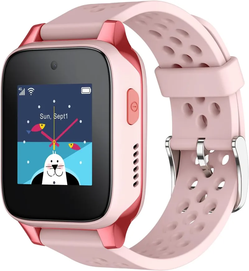 TCL ▫️ MOVETIME MT46 Relógio inteligente para crianças - Rosa | 4G | GPS | Chamada de vídeo | Botão SOS | IP67 | Ligação a aplicações | Controlo parental