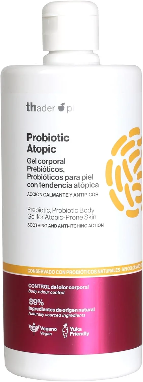 Thader Th Pharma ▫️ Thader Pharma Gel corporal Atopic Probiotic com prebióticos e probióticos, ideal para peles com tendência atópica, 750 ml