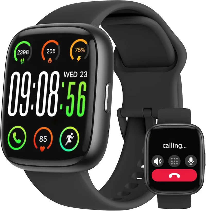 Alutoria ▫️ Smartwatch Mulher Homem com Alexa incorporada, ecrã HD de 1,83" e Bluetooth IP68 Chamada Smartwatch com SpO2 Sleep 100+ Modos Desportivos, Pulseira de Atividade Gratuita para Android iOS, Preto