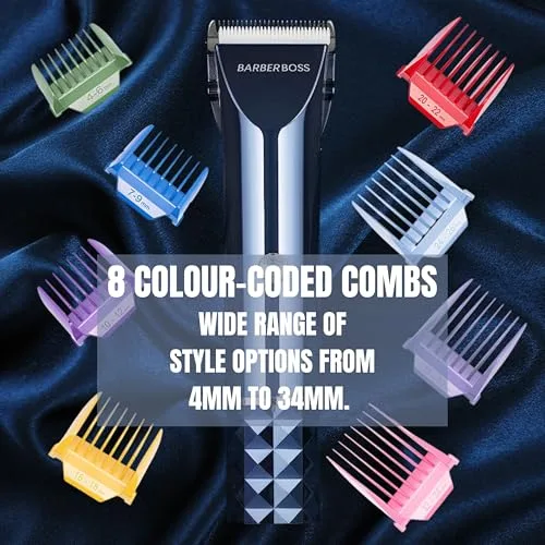 BARBERBOSS ▫️ cortador de cabelo para homem, máquina de barbear sem fios para homem, lâmina ajustável e kit completo de higiene para homem, cortador recarregável com velocidade turbo, cortador de cabelo 2