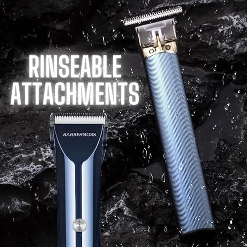BARBERBOSS ▫️ Máquina de cortar cabelo e barba para homem, máquina de corte de alta velocidade com ecrã LED, lâmina ajustável, 8 pentes-guia e kit de máquina de cortar sem fios recarregável por USB para homem 6