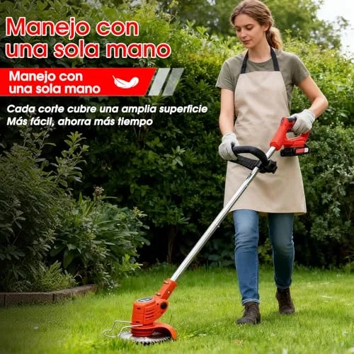 OUTIGO ▫️ Desbastador a bateria, desbastador elétrico a bateria, equipado com 2 baterias e 4 lâminas, cortador de relva dobrável de 800 W, adequado para cortar a relva de jardins e arbustos 2