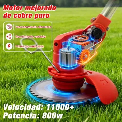 OUTIGO ▫️ Desbastador a bateria, desbastador elétrico a bateria, equipado com 2 baterias e 4 lâminas, cortador de relva dobrável de 800 W, adequado para cortar a relva de jardins e arbustos 3