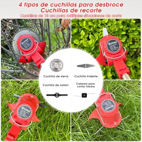 OUTIGO ▫️ Desbastador a bateria, desbastador elétrico a bateria, equipado com 2 baterias e 4 lâminas, cortador de relva dobrável de 800 W, adequado para cortar a relva de jardins e arbustos 6