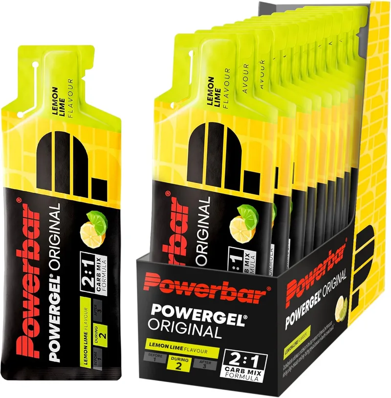 PowerBar ▫️ PowerGel Original - Limão e Lima - 12x41 g - Gel energético rico em hidratos de carbono - Sódio - sem cafeína