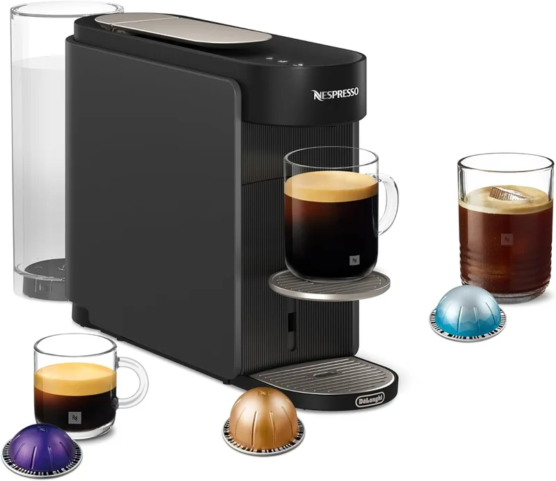 Nespresso ▫️ De'Longhi Vertuo Up – Máquina de café de cápsulas com 7 tamanhos de chávena, tecnologia Centrifusion, aquecimento rápido, depósito de 1,4 L, modo Criações, design compacto, cinzento (ENV200.GY)