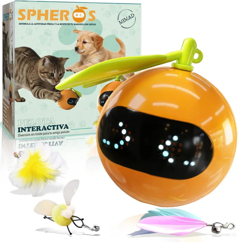 MIMAD ▫️ Bola interactiva SPHEROS para gatos e cães pequenos - Brinquedo inteligente autónomo com luzes LED coloridas e laser - Brinquedos para gatos - Brinquedos para cães