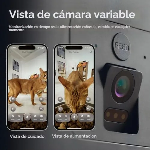 MOLLY&CODY ▫️ Comedouro automático para gatos com câmara: distribuidor de ração para gatos com capacidade de 6 L para gatos e cães de pequeno porte (branco e vermelho) 3
