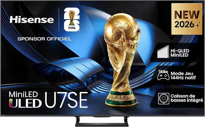 Hisense ▫️ 85U7SE - Smart TV 4K MiniLED de 85 polegadas, Quantum Dot Color, 144 Hz