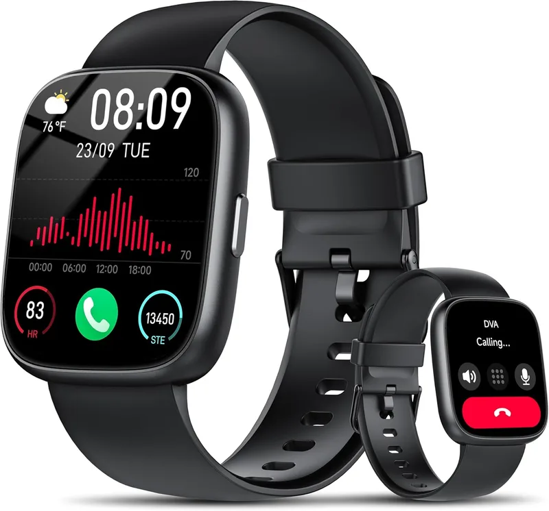 Cillso ▫️ Smartwatch HD de 1,83" com chamadas Bluetooth, relógio desportivo inteligente com monitor de frequência cardíaca/Podómetro/Monitor de sono, pulseira de atividade IP68 para Android iOS