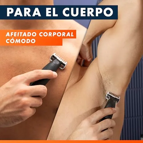 Gillette ▫️ Fusion One - Aparador de barba e máquina de barbear para o corpo, preto 4
