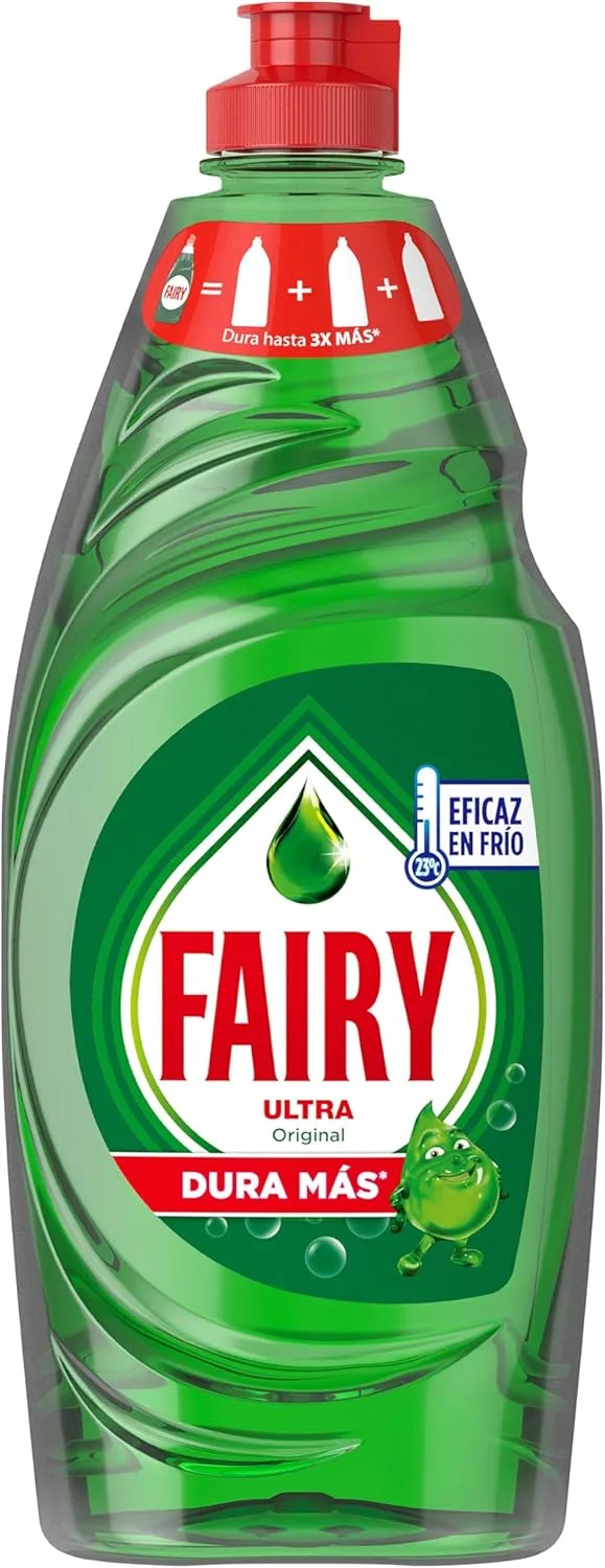 FAIRY ▫️ Ultra Original Líquido para a Máquina de Lavar Louça Verde com LiftAction: Sem Necessidade de Deixar de Molho, Sem Gordura, Sem Dificuldade e Suave para a Pele 654 ml