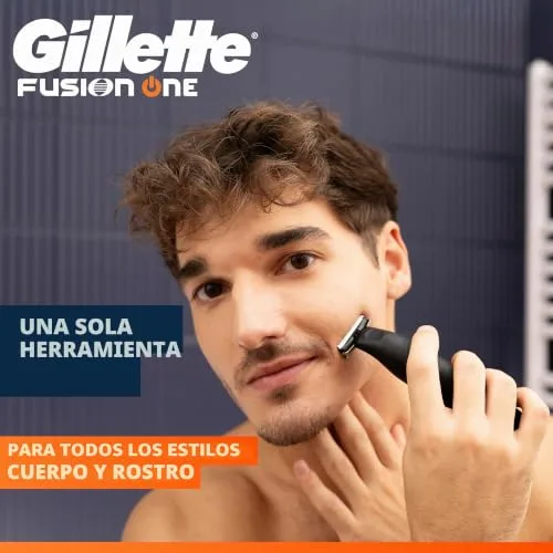 Gillette ▫️ Fusion One – Máquina de barbear e aparador de barba, Preto 2