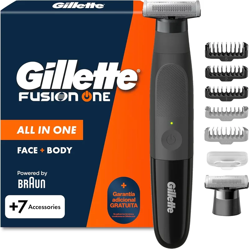 Gillette ▫️ Fusion One – Máquina de barbear e aparador de barba, Preto