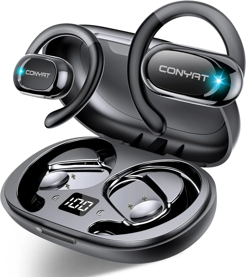 Conyat ▫️ Auricular tradutor de línguas AI, 7 modos 58H Auricular Bluetooth Auricular Bluetooth de ouvido aberto para viagens de negócios, 2026 Bluetooth 5.4 Tradução Auricular de tradução em tempo real 164 idiomas, preto