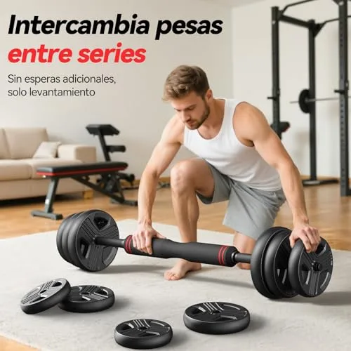 FEIERDUN ▫️ 10/15/20/25/30/40 kg Conjunto 5 em 1 de pesos e halteres ajustáveis 5
