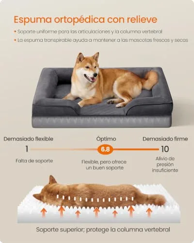 Feandrea ▫️ Cama ortopédica lavável para cães de grande porte, 89 x 63 x 16 cm 3