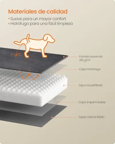 Feandrea ▫️ Cama ortopédica lavável para cães de grande porte, 89 x 63 x 16 cm 6