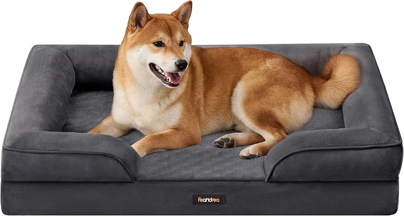 Feandrea ▫️ Cama ortopédica lavável para cães de grande porte, 89 x 63 x 16 cm