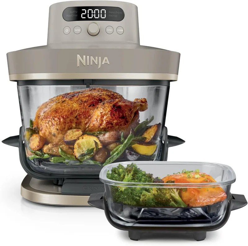Ninja ▫️ CRISPi PRO XL, Fritadeira de Ar Quente com 2 Recipientes, Cor Pedra