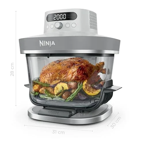 Ninja ▫️ Fritadeira de ar quente CRISPi PRO XL, 5 funções de cozedura predefinidas, recipientes de cozedura em vidro CleanCrisp de 5,7 e 2,3 l e tampas para arrumação, Branco AS090EUWH 3