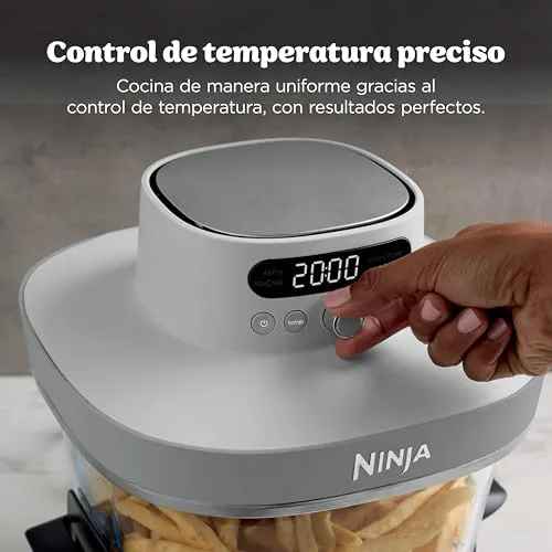 Ninja ▫️ Fritadeira de ar quente CRISPi PRO XL, 5 funções de cozedura predefinidas, recipientes de cozedura em vidro CleanCrisp de 5,7 e 2,3 l e tampas para arrumação, Branco AS090EUWH 6