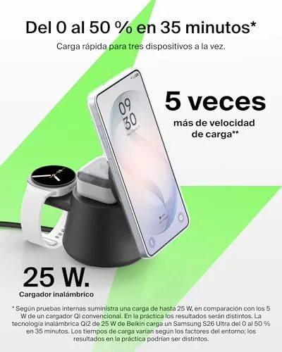 Belkin ▫️ Carregador sem fios magnético 3 em 1 UltraCharge Pro Qi2 25 W, preto 4