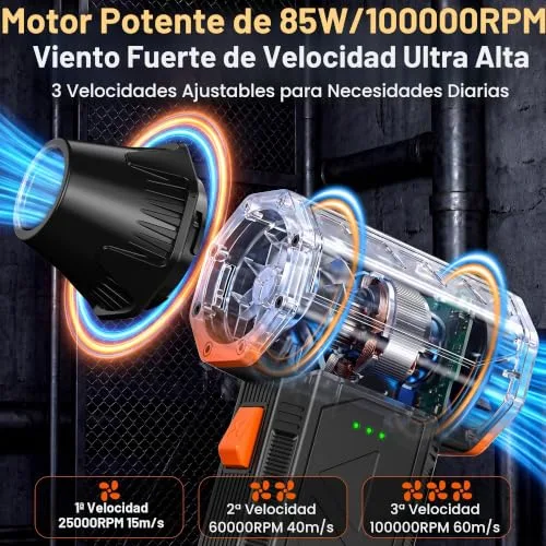 ADDCOLOR ▫️ Soprador de ar potente, 100 000 RPM, ar comprimido, limpeza de computadores 2