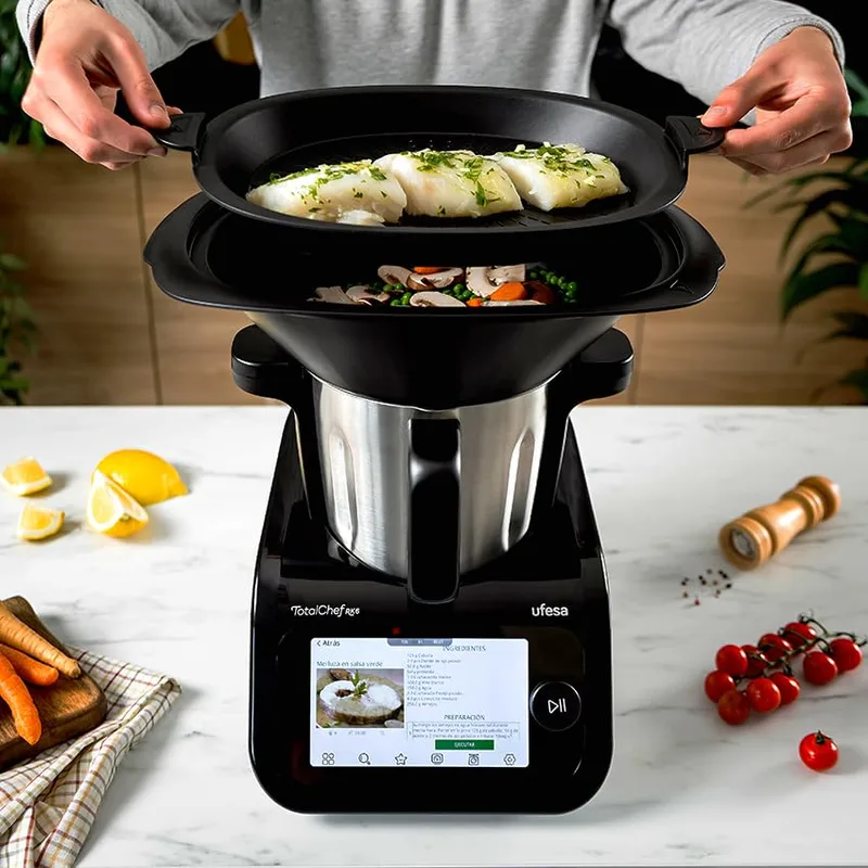 Ufesa ▫️ TotalChef RK6 Robô de Cozinha Multifunções Inteligente, Ecrã Digital de 7”, Wi-Fi, 30 Funções, Jarro em Aço Inoxidável, Capacidade Máxima de 3,5 L, Balança Integrada, 15 Programas, Acessórios 3