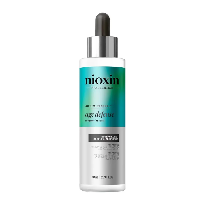 NIOXIN ▫️ Age Defense Soro sem enxaguamento para o couro cabeludo | Ajuda a retardar os sinais de envelhecimento do cabelo | Hidrata, densifica e suaviza | Formulado com peptídeos e niacinamida | 70 ml