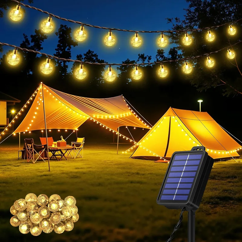 Realky ▫️ Solar Outdoor Garland Lights, 30 LED 8.1M Solar Powered Garland Lights com Função de Memória, 8 Modos IP65 Waterproof Solar Powered String Light para Jardim, Pátio, Natal, Festa - Branco Quente