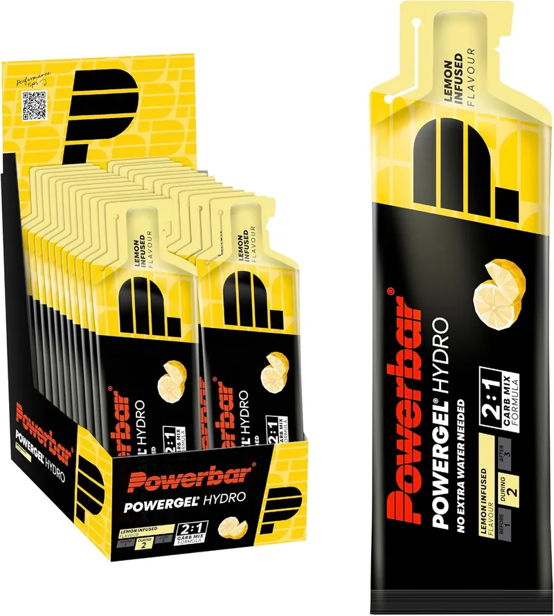 PowerBar ▫️ PowerGel Hydro - Infusão de Limão - 24x67ml - Gel energético com elevado teor de hidratos de carbono - Sem sódio - Sem cafeína