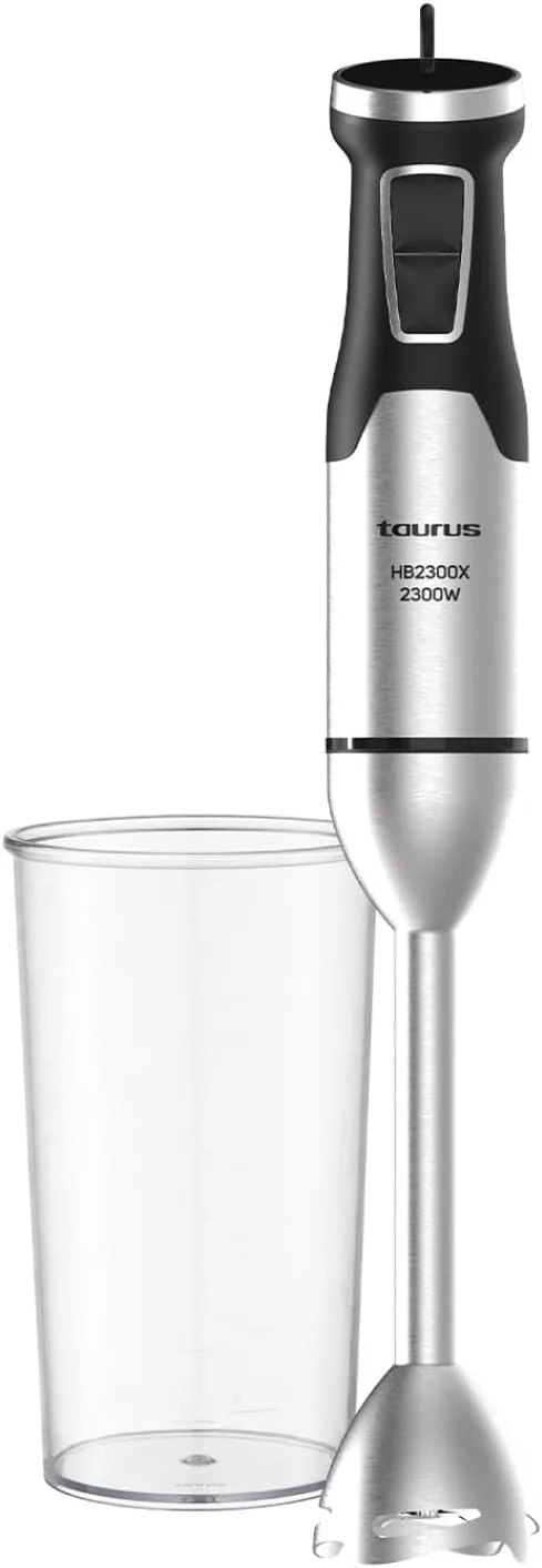 Taurus ▫️ Batedeira Elétrica Profissional de Mão 2300 W com Indicador de Velocidade, Lâminas em Aço Inoxidável, Antiespros, Liquidificador de Alimentos, Lavável na Máquina de Lavar Louça, Ergonómica, Sem BPA, HB2300X
