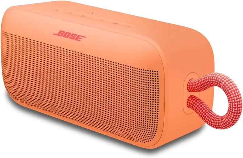 Bose ▫️ Altifalante Bluetooth portátil SoundLink Plus, altifalante sem fios para exterior, até 20 horas de autonomia, resistente à água e ao pó, cor «Pôr-do-sol pêssego» - Edição Limitada