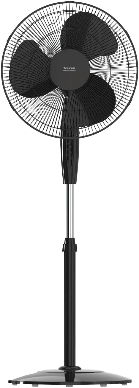 Taurus ▫️ Ventilador de chão Greco 16CR Elegance | 45W | 3 pás 40 cm | 3 velocidades | Oscilação automática | Altura ajustável 108-132 cm| Silencioso | Portátil | Base anti-derrapante | Preto