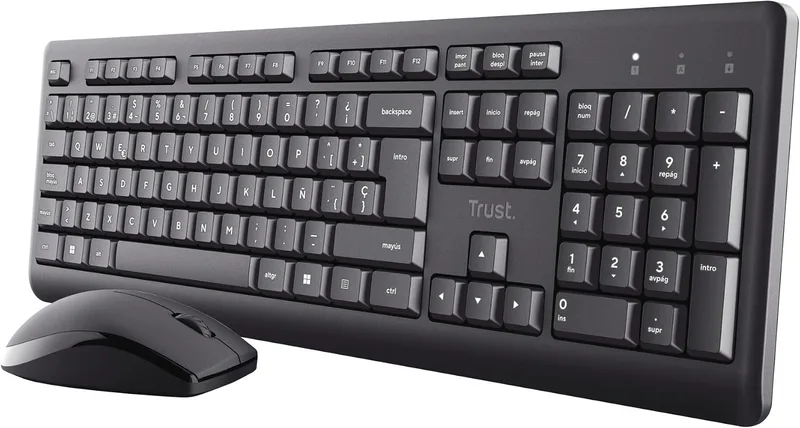 Trust ▫️ Conjunto Taro: Teclado e Rato Sem Fios QWERTY em espanhol, preto